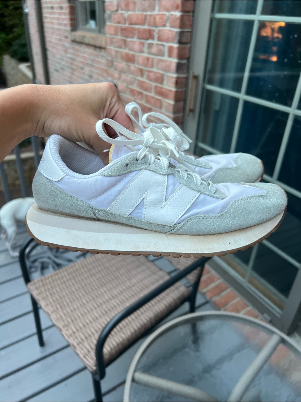 New Balance Women's White and Light Gray Retro Trainer Sneakers